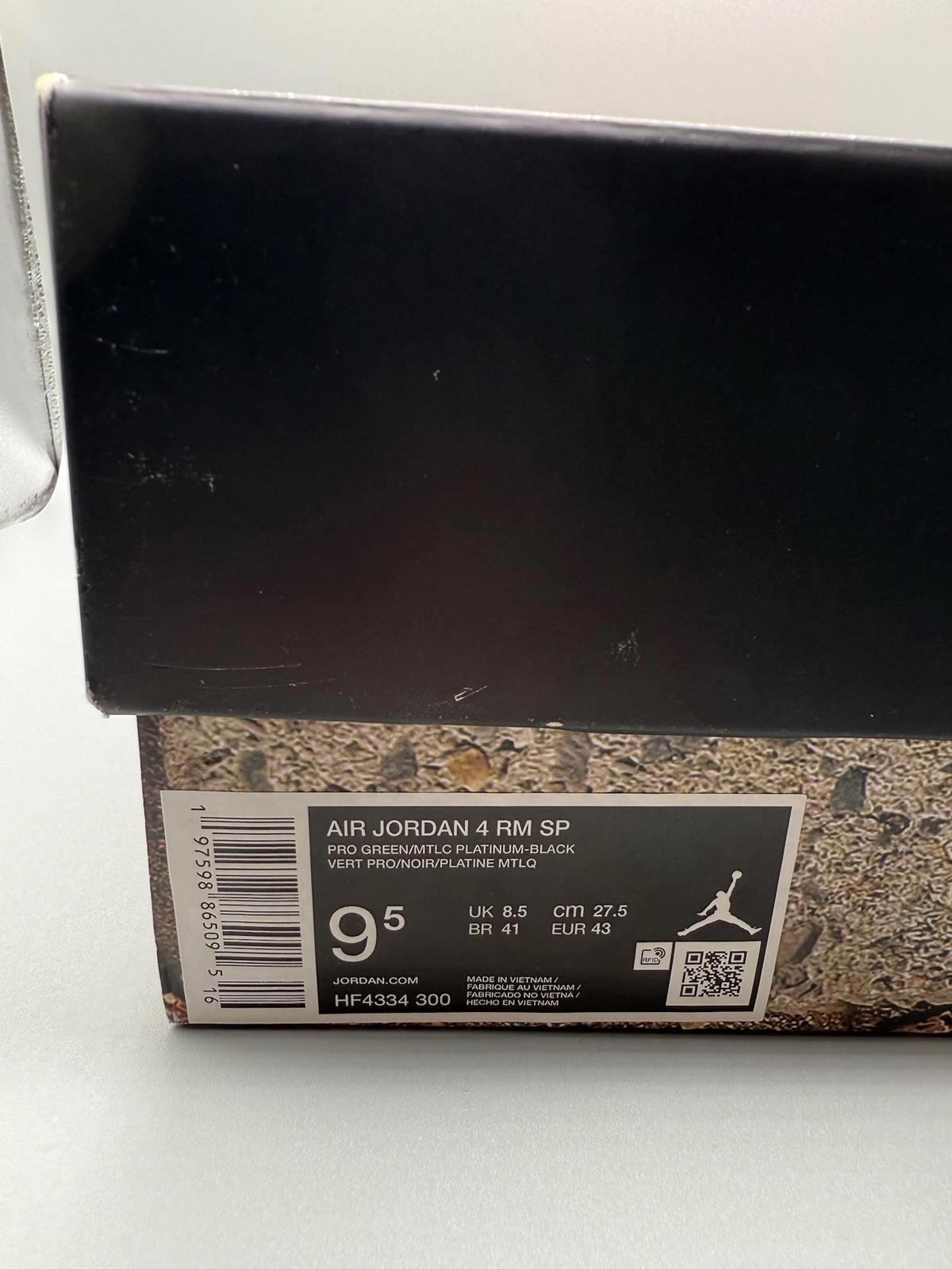 SIGNED BOX Size 8.5 Nigel Sylvester x Air Jordan 4 RM Fence Green SIGNED