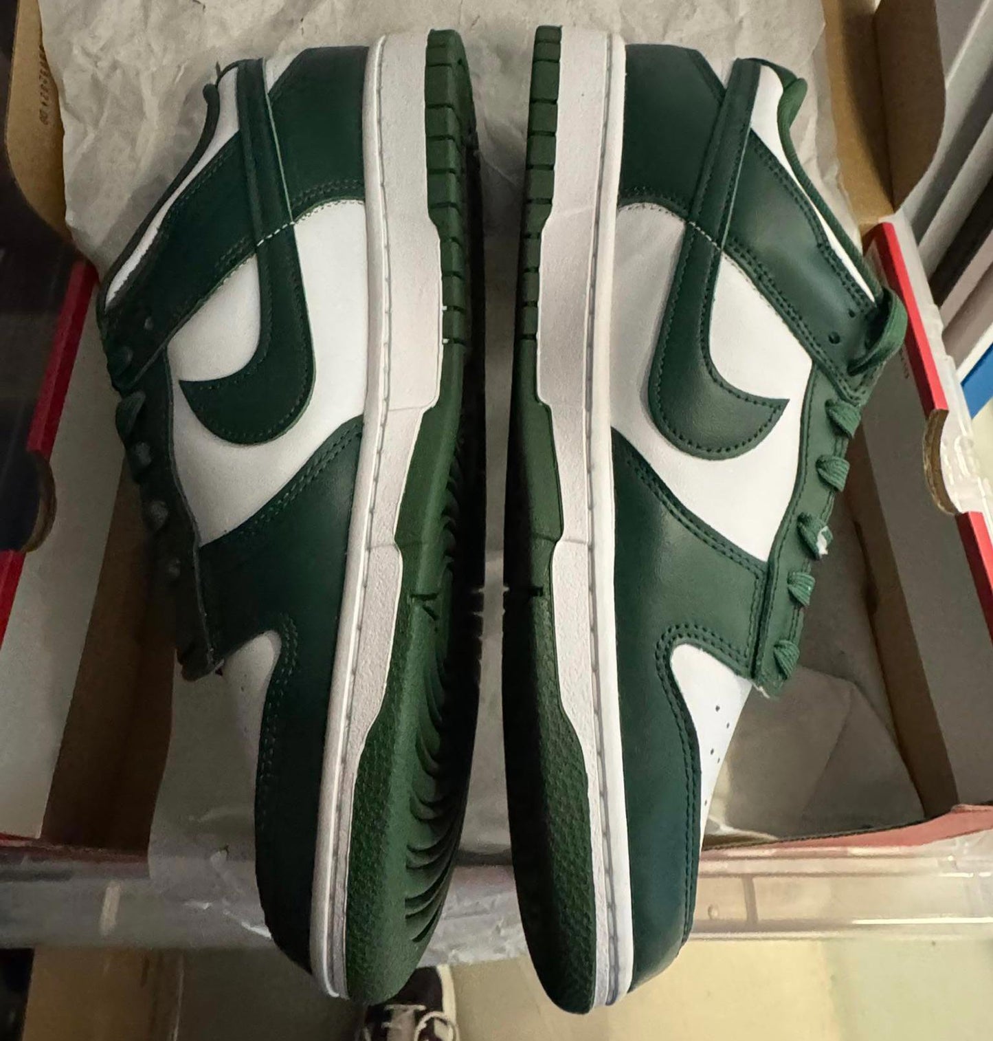 UK 10.5 Nike Dunk Low Green White Sneakers NEW DD1391-101