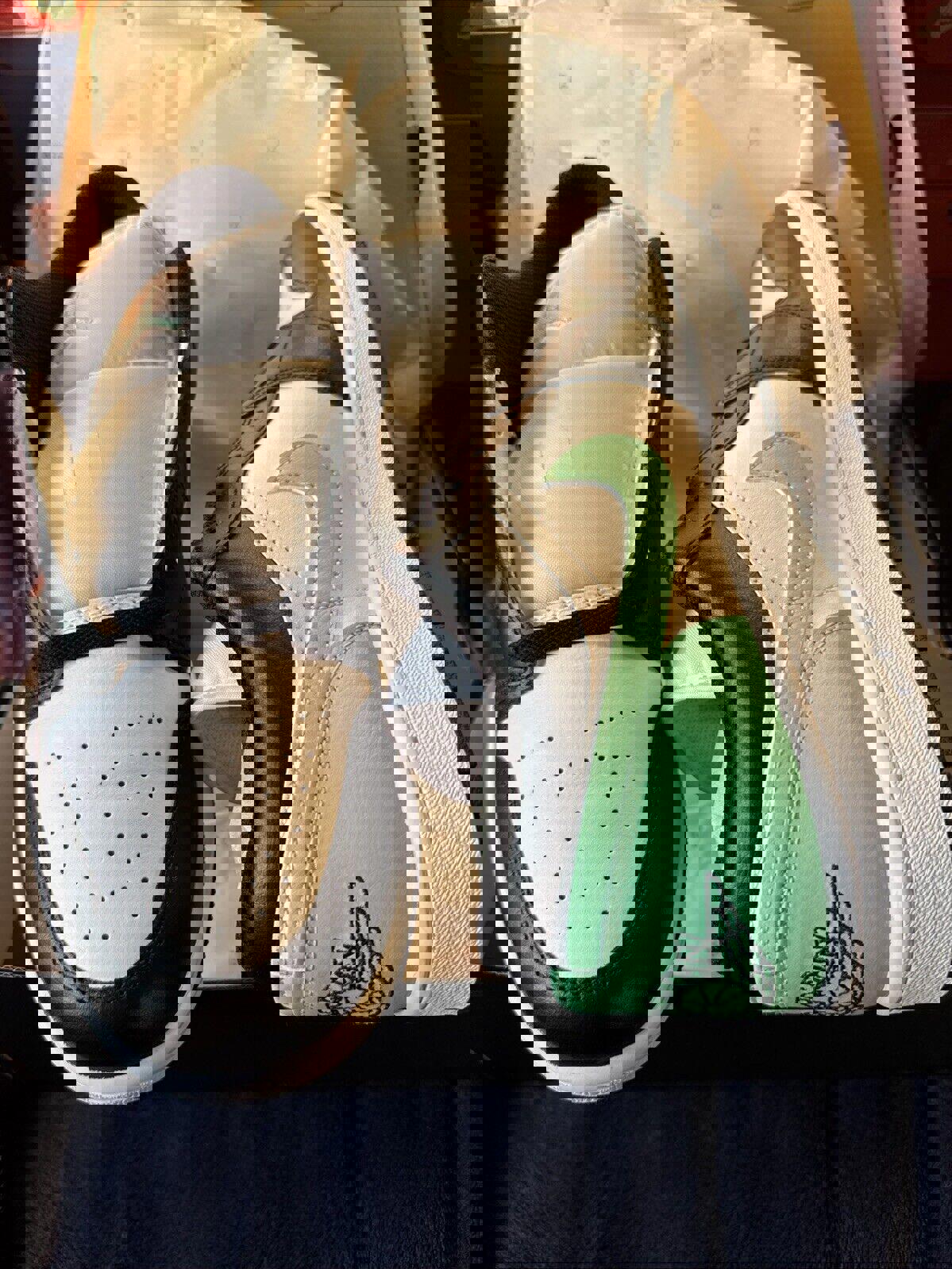 Size 10 Nike Air Jordan 1 Low Retro Glow Green White OG