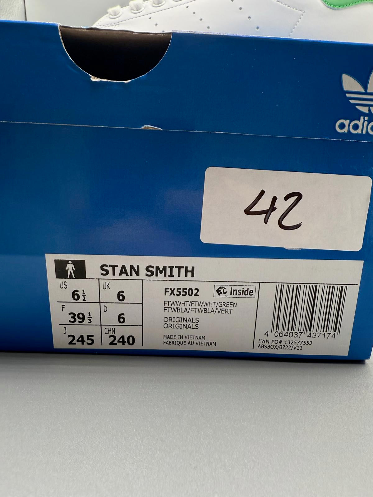 Size 6 adidas Stan Smith White Green Brand New