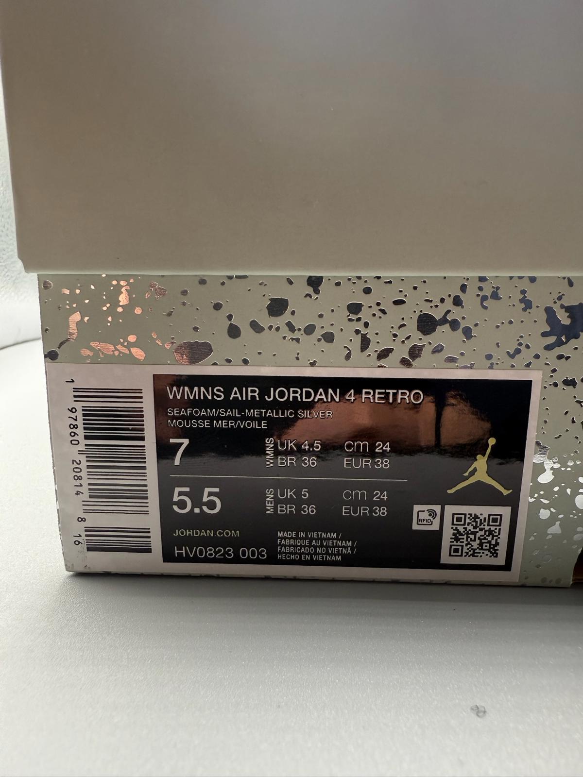 Size 4.5 Womens Jordan 4 Sea Foam DS Brand New