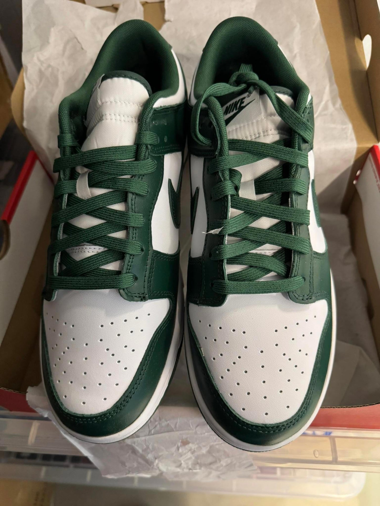 UK 10.5 Nike Dunk Low Green White Sneakers NEW DD1391-101