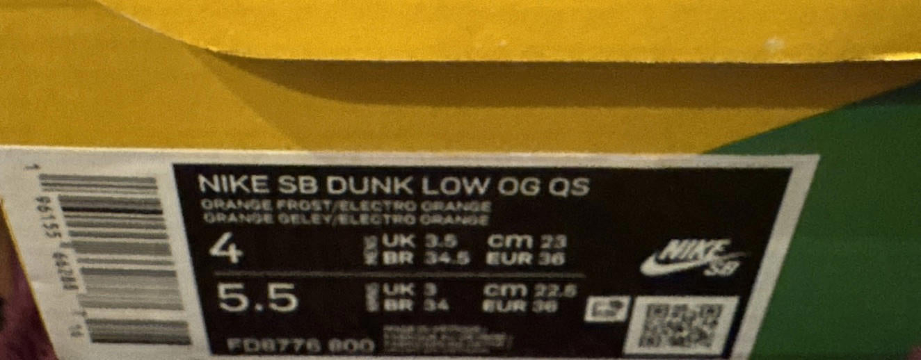 Nike SB Dunk Low Concepts Orange Lobster UK3.5 Brand New