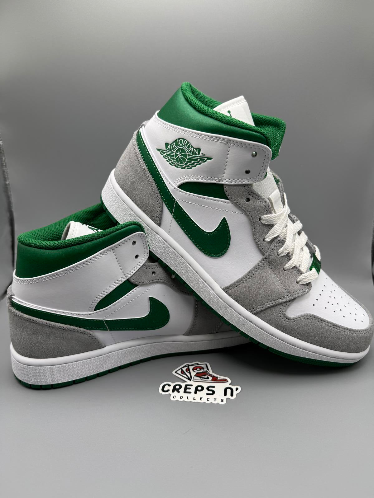 Nike Air Size 8.5 Jordan 1 Mid Grey/Pine Green Brand New In Box