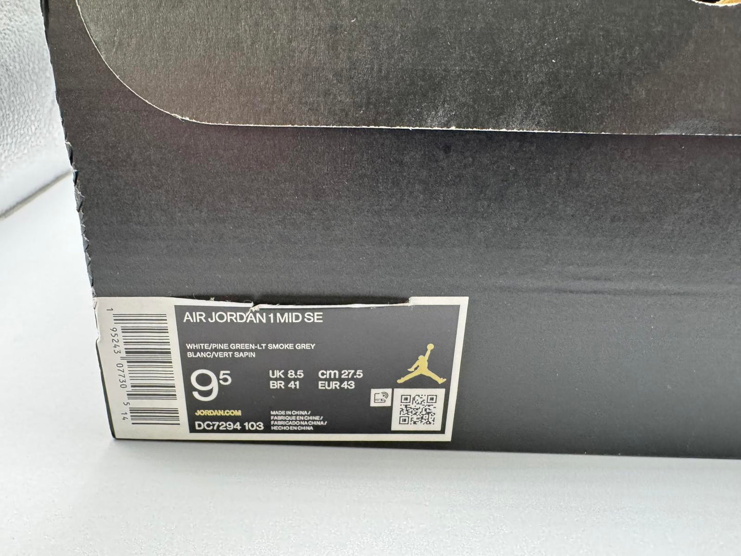 Nike Air Size 8.5 Jordan 1 Mid Grey/Pine Green Brand New In Box