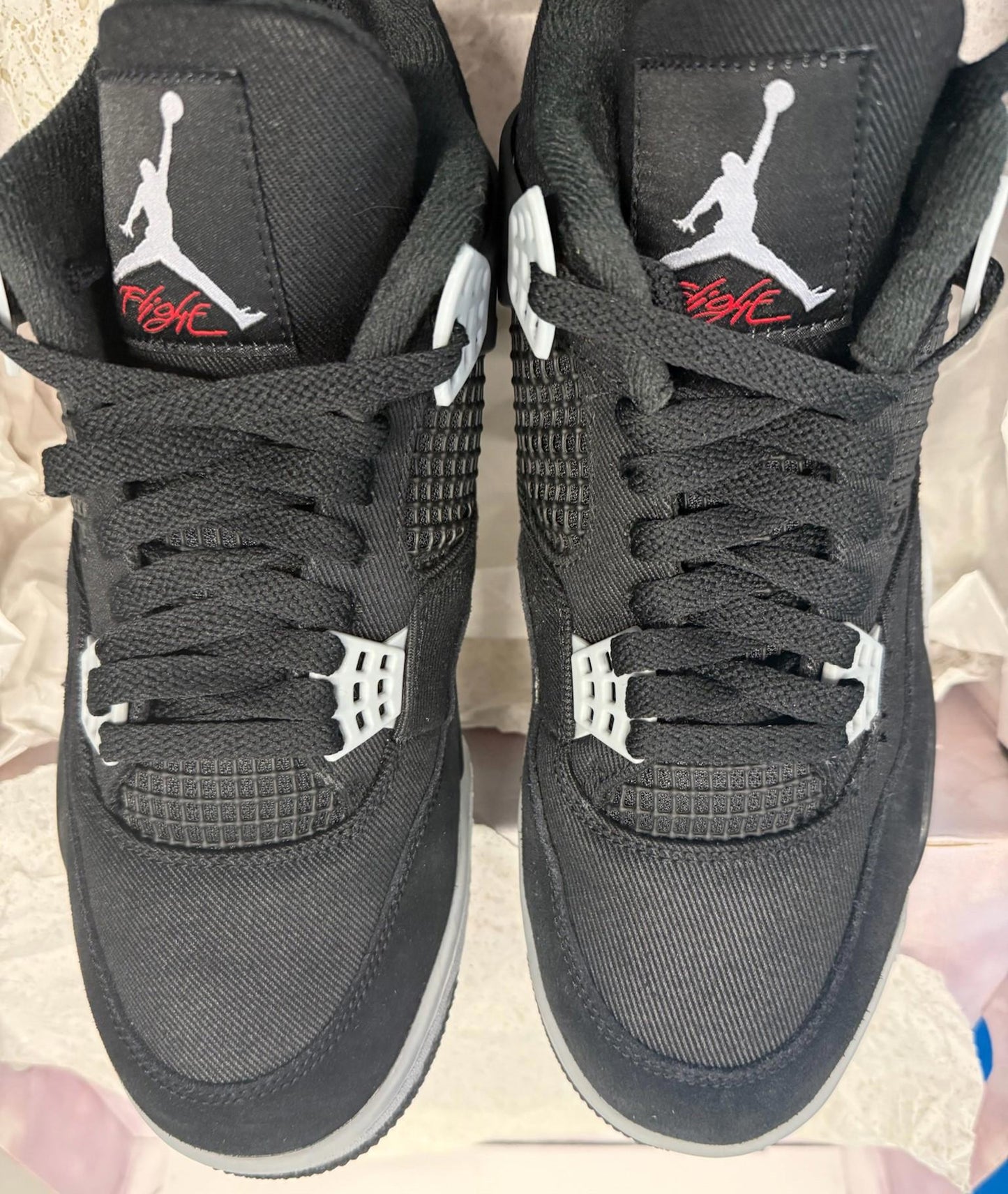 Size 9.5 Air Jordan 4 Retro Black Canvas DS
