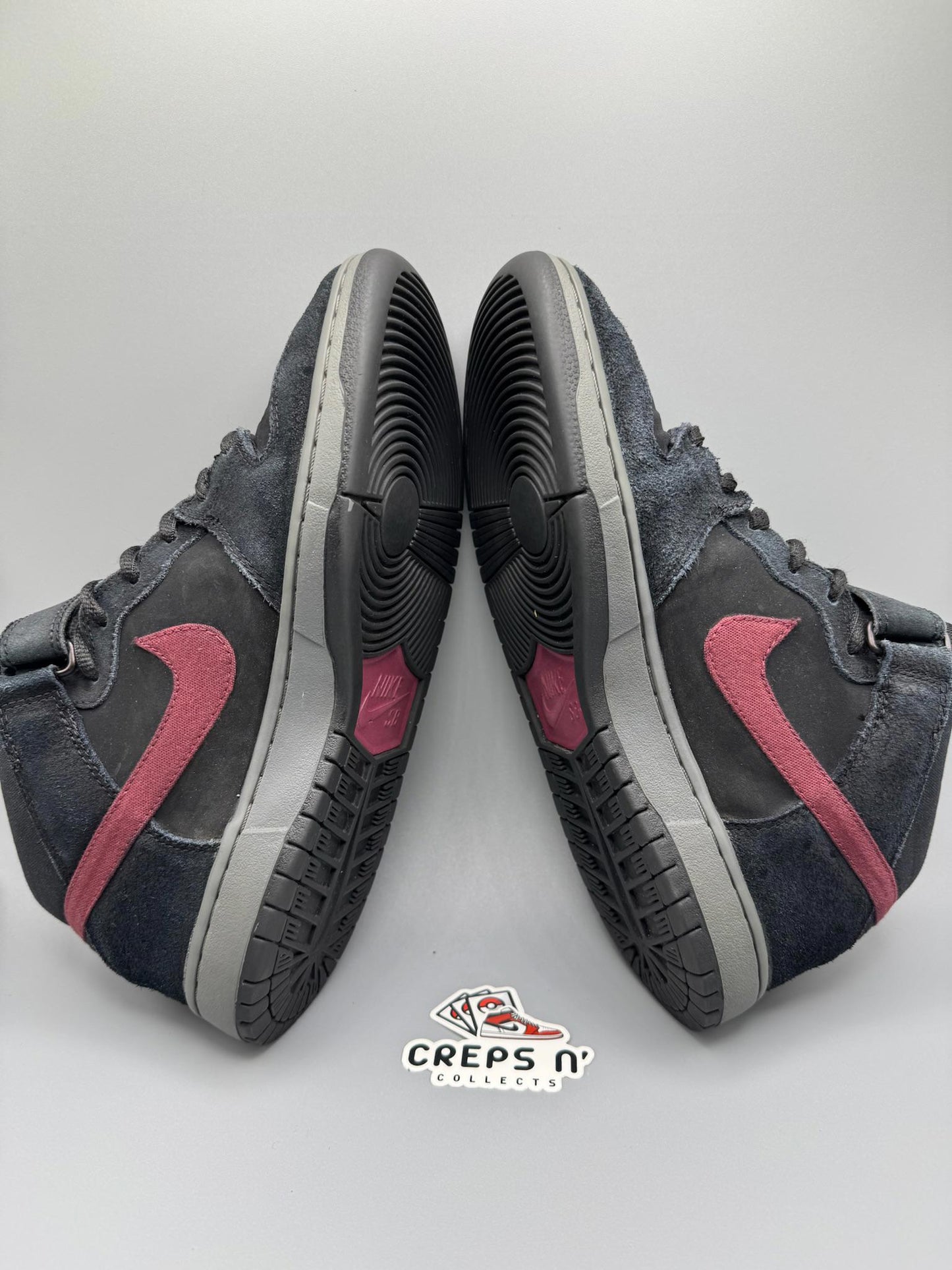 Size 8 Nike SB Dunk Mid Black Ostrich Cherrywood USED 314383-060