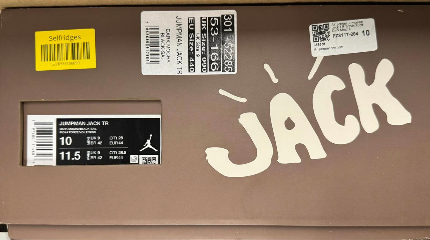 Size 9 Jordan Jumpman Jack TR Travis Scott Dark Mocha