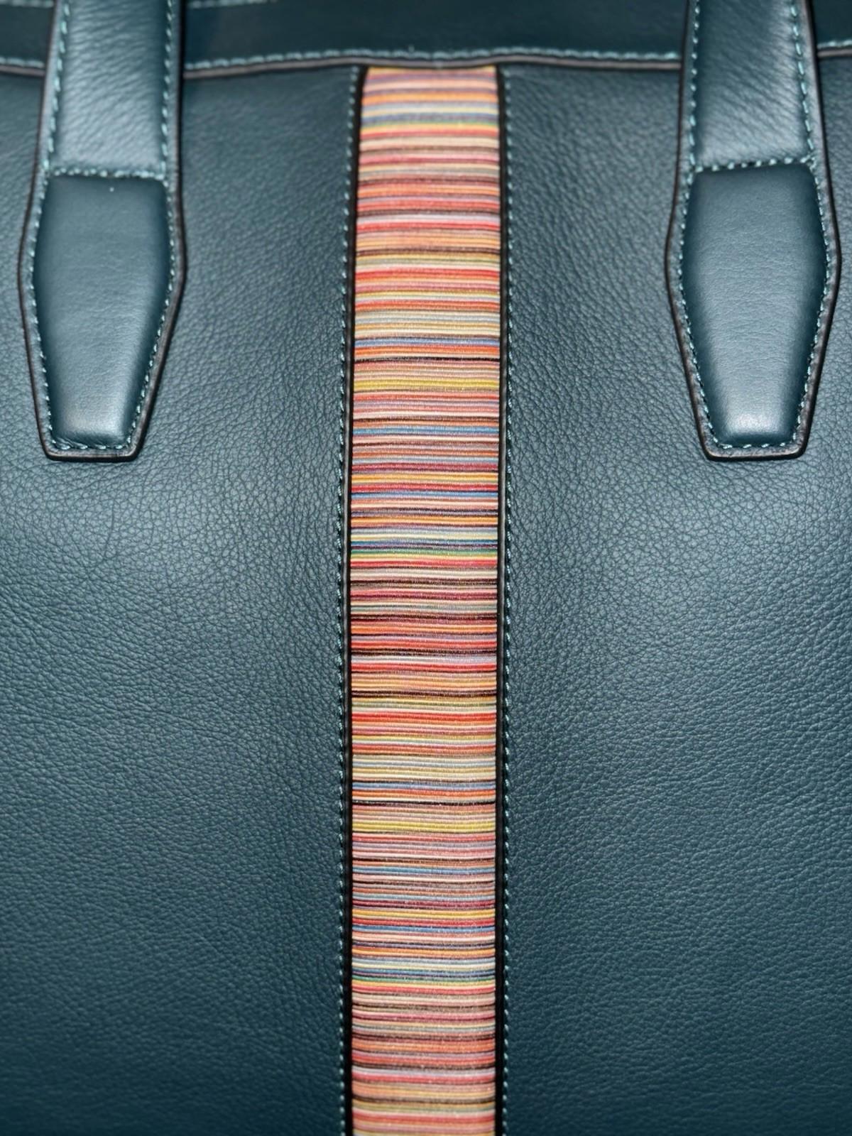 Paul Smith Calf Leather Blue Green 'Signature Stripe' Business Folio RRP 700£
