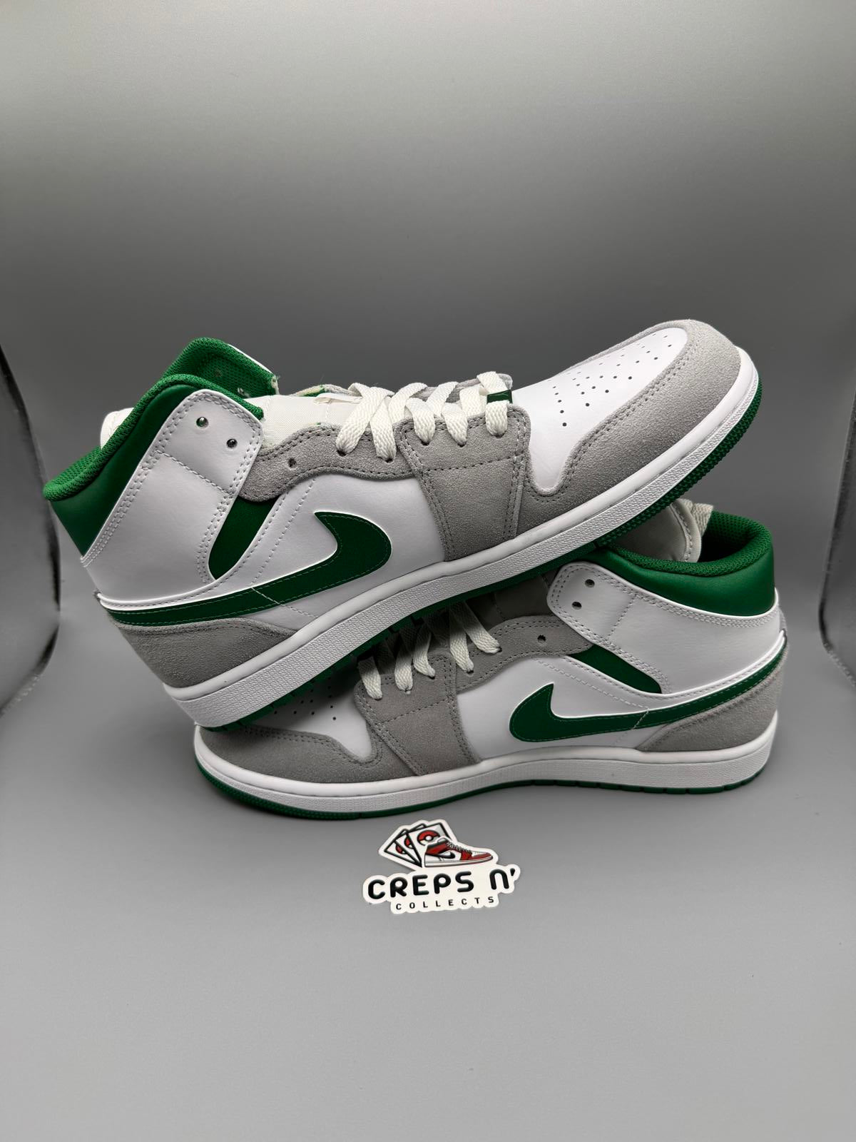 Nike Air Size 9 Jordan 1 Mid Grey/Pine Green Brand New In Box