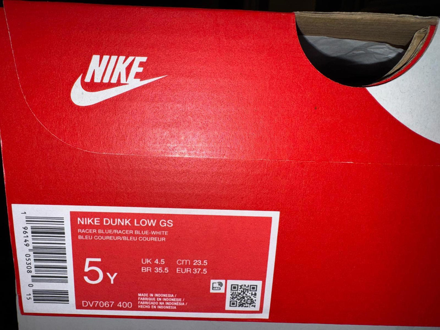 Size 4.5 Nike Dunk Low GS Racer Blue NEW