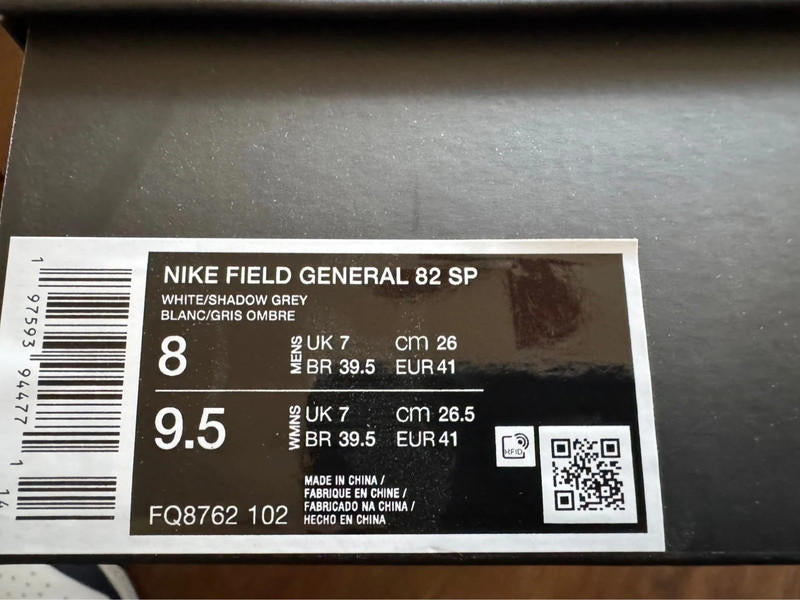 Size 7 Nike Field General White Grey