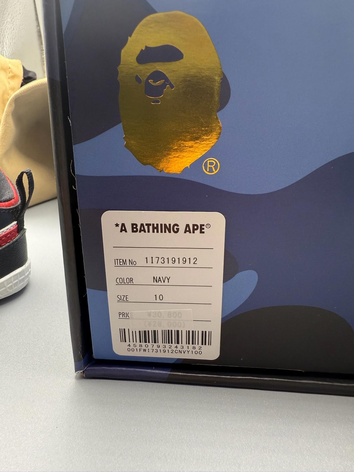 Size 10 ABathing Ape Bape Sta Low x JJJJound White Navy