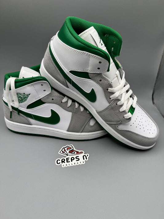 Nike Air Size 9 Jordan 1 Mid Grey/Pine Green Brand New In Box
