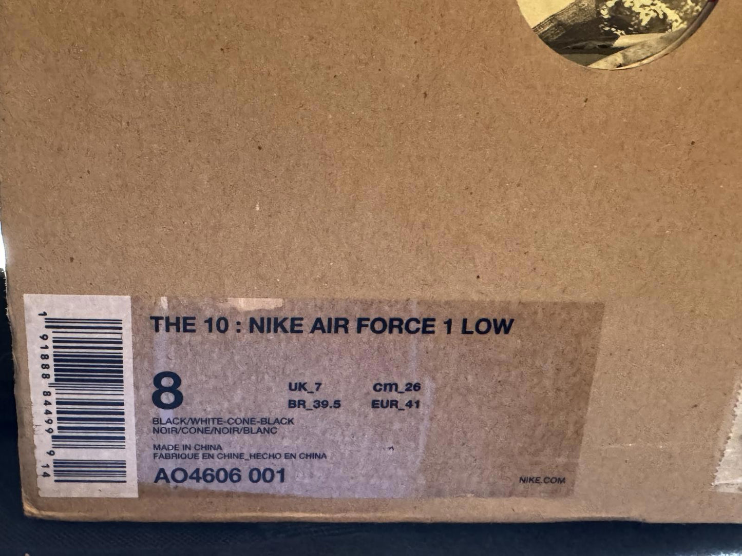 Size 7 Off White Nike Air Force 1 Black Preloved