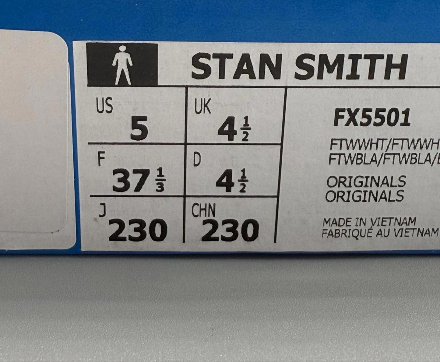Size 4.5 Adidas Originals / Stan Smith ‘Navy’ / Brand New In Box / FX5501