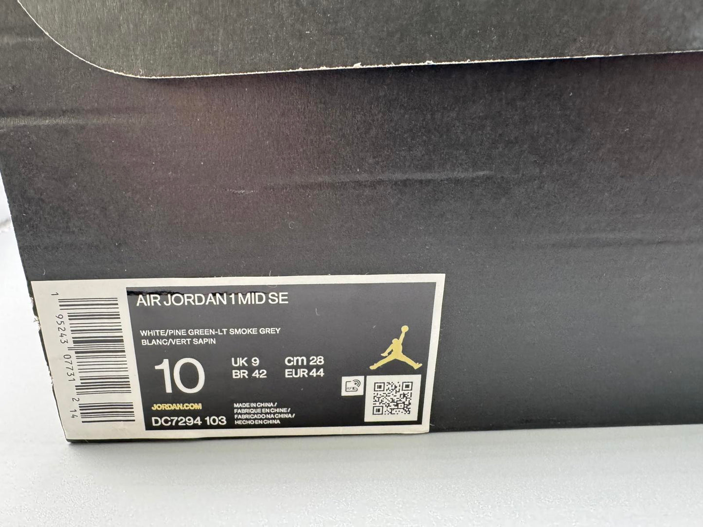 Nike Air Size 9 Jordan 1 Mid Grey/Pine Green Brand New In Box