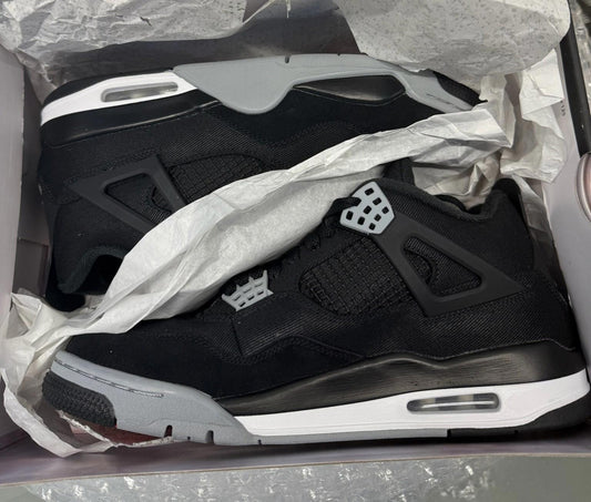 Size 9.5 Air Jordan 4 Retro Black Canvas DS