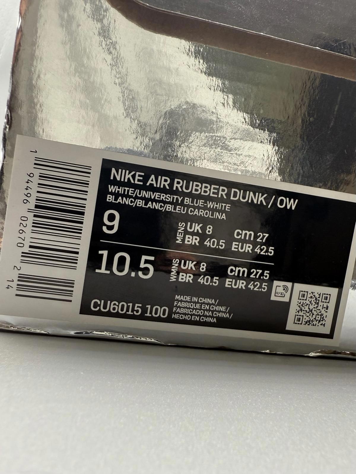 Size 8 Nike Air Off-White Rubber Dunk Low DS lot