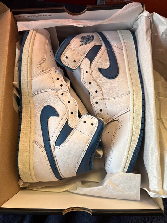 Size 9.5 Nike Air Jordan 1 Mid White Blue | Authentic