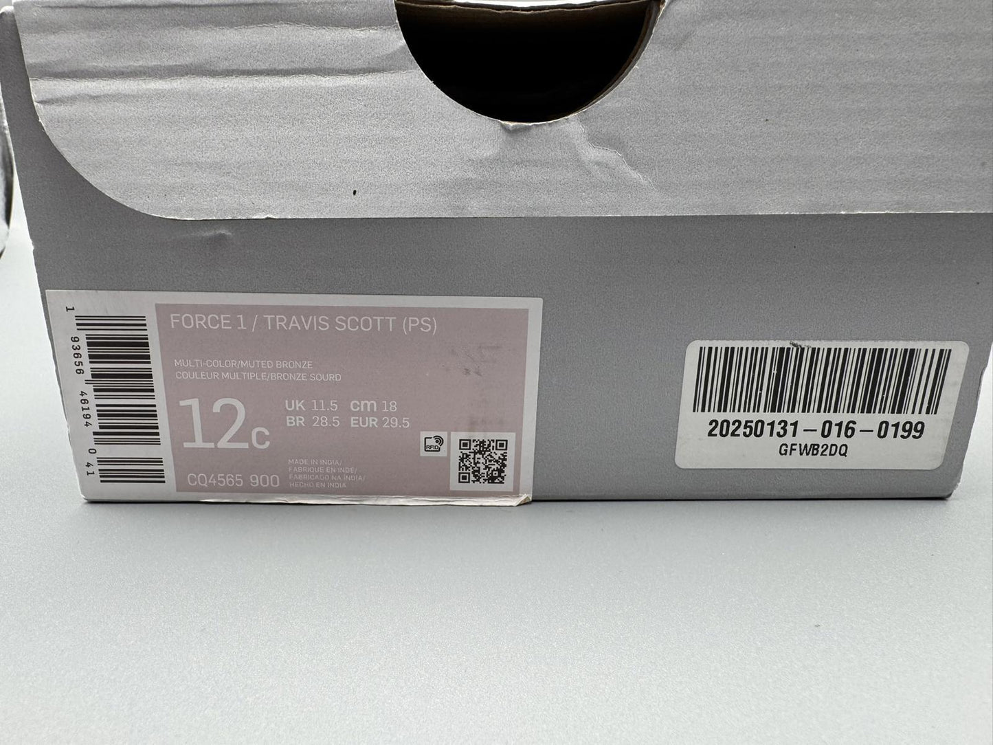 Size 11.5 (PS) Nike Air Force 1 Travis Scott