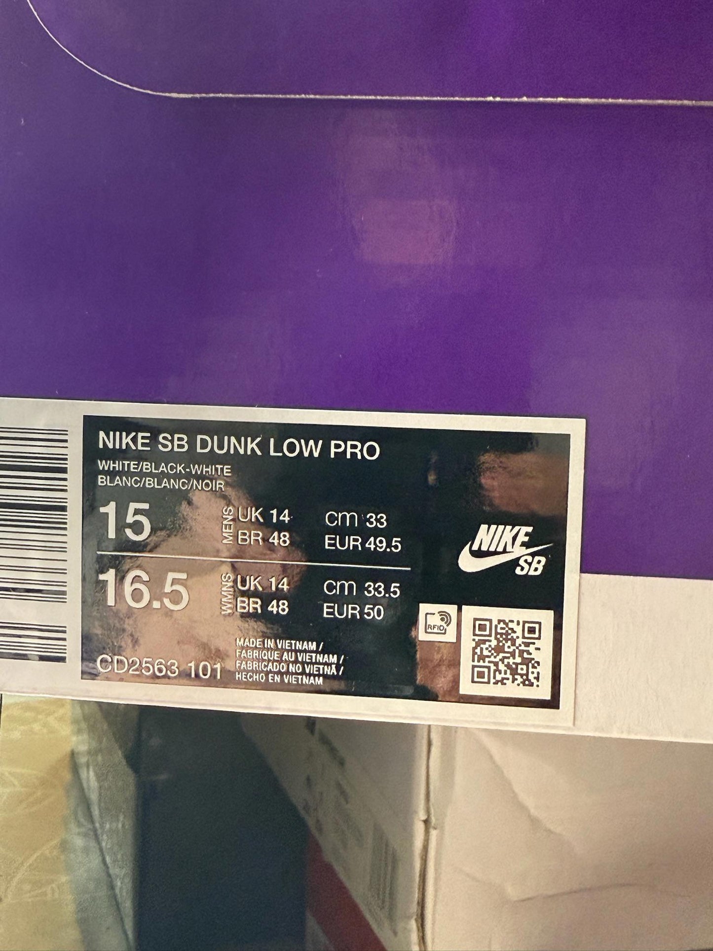Size 14 Nike SB Dunk Low Pro ISO White Gum NEW